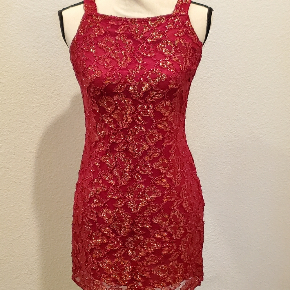 Scott McClintock Red Lace Mini Dress